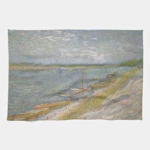 Vincent van Gogh - Gezicht op een rivier met roeib Theedoek