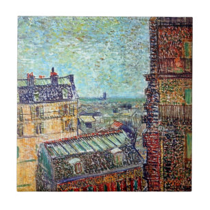 Vincent Van Gogh - Gezicht op Parijs Pointillisme  Tegeltje