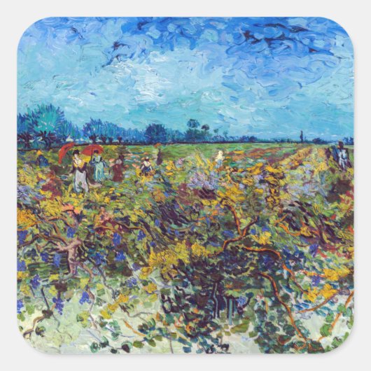 Vincent van Gogh - Green Vineyard Vierkante Sticker (Voorkant)