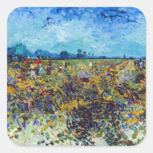 Vincent van Gogh - Green Vineyard Vierkante Sticker