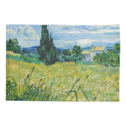 Vincent van Gogh - Green Wheat Field met Cypress Kussensloop (Achterkant)