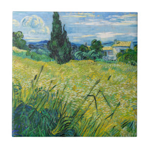 Vincent van Gogh - Groen korenveld met cipres Tegeltje