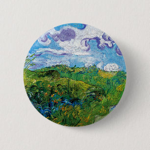 Vincent Van Gogh - Groene tarwevelden in Auvers Ronde Button 5,7 Cm