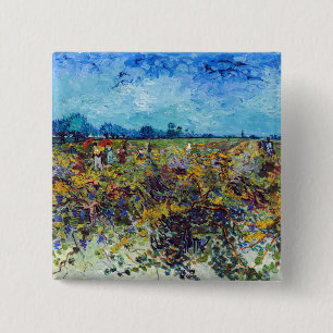 Vincent van Gogh - Groene Wijngaard Vierkante Button 5,1 Cm