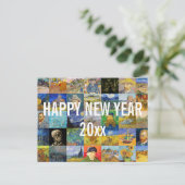 Vincent van Gogh - Happy New Year Patchwork Briefkaart (Staand voorkant)
