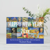 Vincent van Gogh - Happy New Year Patchwork Feestdagenkaart (Staand voorkant)