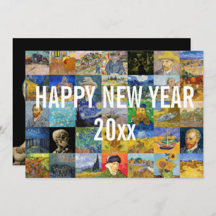 Vincent van Gogh - Happy New Year Patchwork Feestdagenkaart