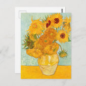 Vincent Van Gogh heeft twaalf zonnebloemen in een Briefkaart (Voorkant / Achterkant)