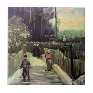 Vincent Van Gogh - Hellend pad in Montmartre Tegeltje