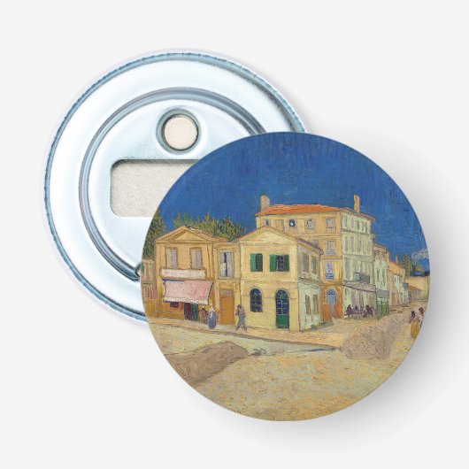Vincent van Gogh - het Gele Huis / De straat Button Flesopener (Voorkant)