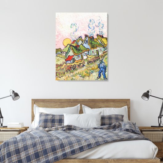 Vincent van Gogh - Houses en Afbeelding Canvas Afdruk (Insitu (Slaapkamer))