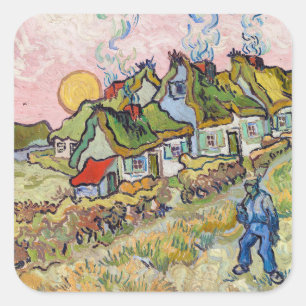 Vincent van Gogh - Houses en Afbeelding Vierkante Sticker