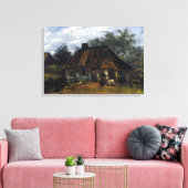 Vincent van Gogh Huisje en Vrouw met Geit Canvas Afdruk (Insitu (Woonkamer))