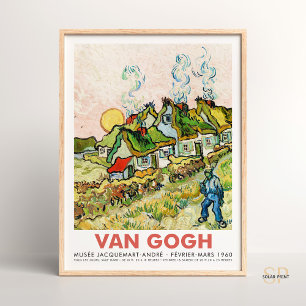 Vincent van Gogh Huizen en Figuur Art Print Retro