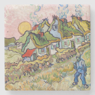 Vincent van Gogh - Huizen en Figuur Stenen Onderzetter