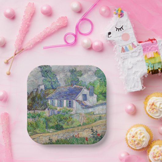 Vincent van Gogh - Huizen in Auvers Papieren Bordje (Feest)