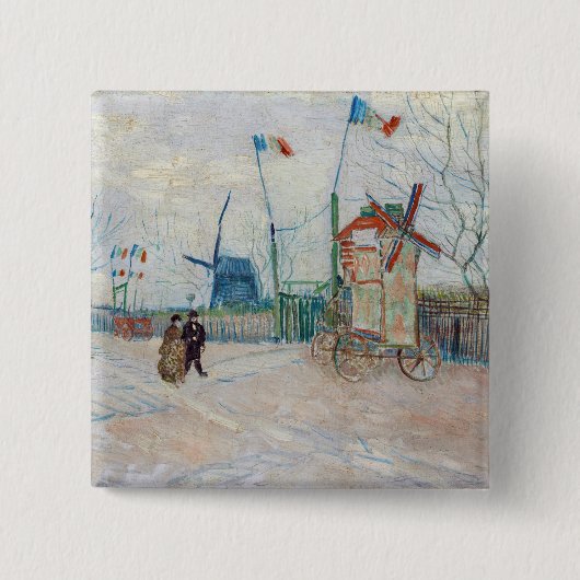 Vincent van Gogh - Impasse des Deux Freres Vierkante Button 5,1 Cm (Voorkant)