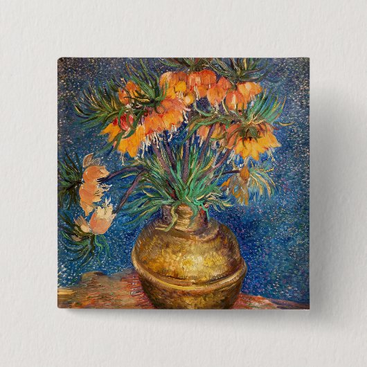 Vincent van Gogh - Imperial Fritillaries Vierkante Button 5,1 Cm (Voorkant)