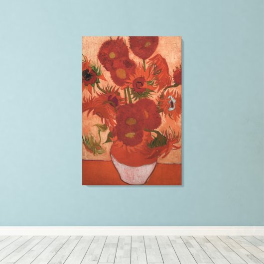 vincent van gogh impressionist sunflower fine art canvas afdruk (Insitu (Houten vloer))