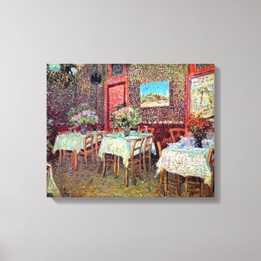 Vincent Van Gogh - Interieur van een restaurant Canvas Afdruk (Voorkant)