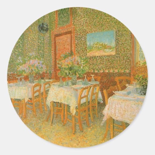 Vincent van Gogh - Interieur van een restaurant Ronde Sticker (Voorkant)