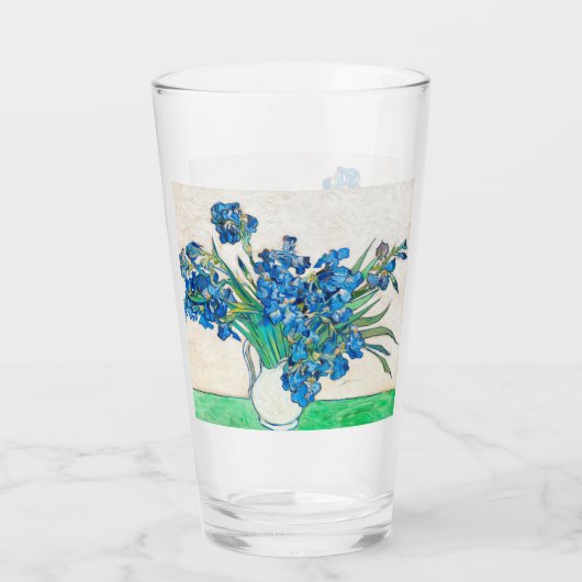 Vincent van Gogh IRISES EN ROZEN drink glas (Achterkant)