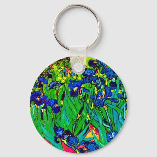 Vincent Van Gogh - Irises - Flower Lover Pop Art Sleutelhanger (Voorkant)