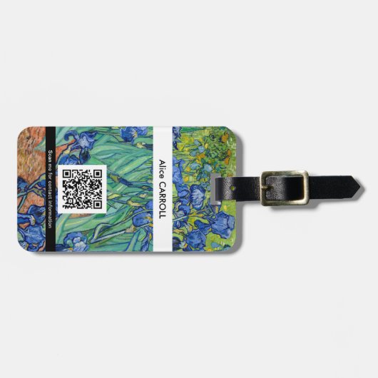 Vincent Van Gogh - Irises - QR-code Bagagelabel (Voorkant horizontaal)