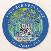 Vincent Van Gogh - Irises - QR-code Ronde Kartonnen Onderzetter (Voorkant)