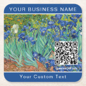 Vincent Van Gogh - Irises - QR-code Vierkante Kartonnen Onderzetter (Voorkant)