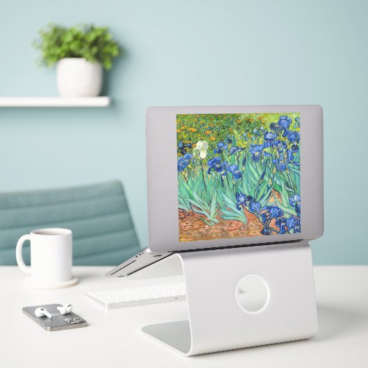 Vincent Van Gogh - Irises Sticker (Laptop op bureau)