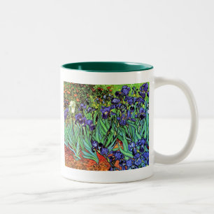 Vincent Van Gogh - Irissen - Bloemliefhebber Kunst Tweekleurige Koffiemok