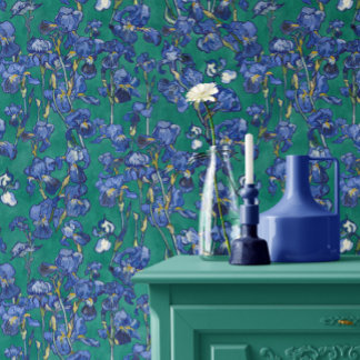 Vincent Van Gogh Irissen Kobaltblauw Viridiaangroe Behang
