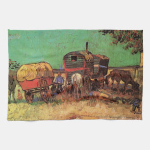 Vincent van Gogh - Kampement van zigeuners woonwag Theedoek