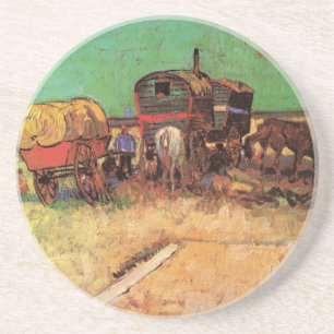 Vincent van Gogh - Kampement van zigeuners woonwag Zandsteen Onderzetter