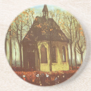 Vincent van Gogh - Kapel bij Nuenen, kerkgangers Zandsteen Onderzetter