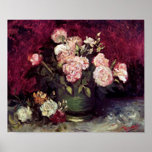 Vincent Van Gogh - Kom met Pioenrozen & Rozen Poster