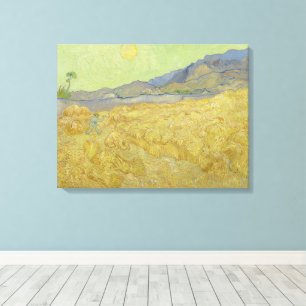 Vincent van Gogh, Korenveld met een maaier Canvas Afdruk