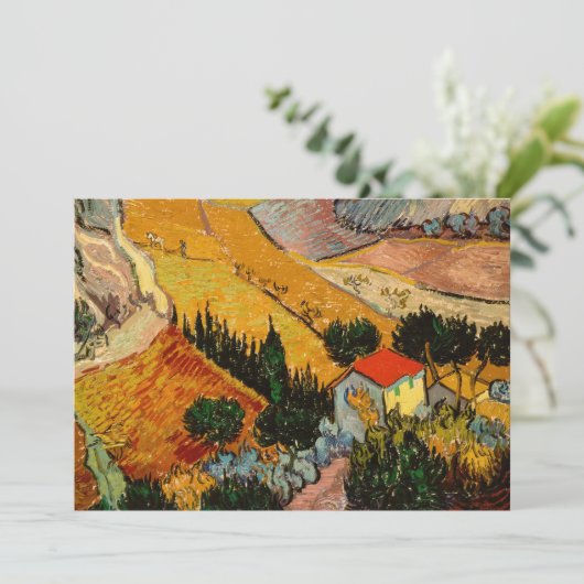 Vincent van Gogh - Landschap, Huis en ploegenman Bedankkaart (Staand voorkant)