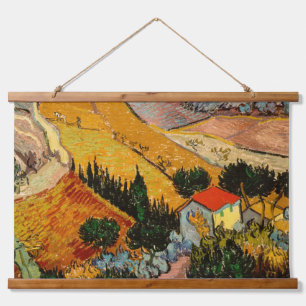 Vincent van Gogh - Landschap, Huis en ploegenman Hangend Wandkleed
