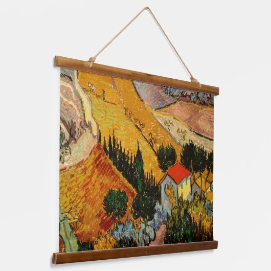 Vincent van Gogh - Landschap, Huis en ploegenman Hangend Wandkleed (Gebogen)