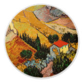 Vincent van Gogh - Landschap, Huis en ploegenman Keramische Knop (Voorkant)