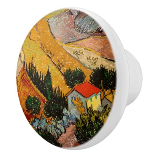 Vincent van Gogh - Landschap, Huis en ploegenman Keramische Knop (Rechts)