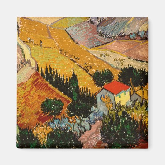 Vincent van Gogh - Landschap, Huis en ploegenman Magneet (Voorkant)