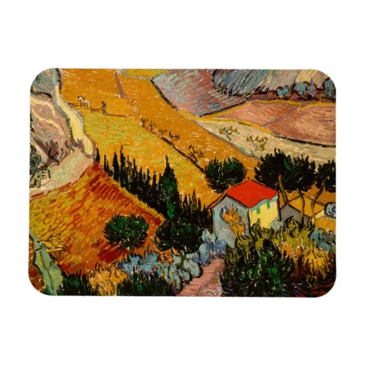 Vincent van Gogh - Landschap, Huis en ploegenman Magneet (Horizontaal)
