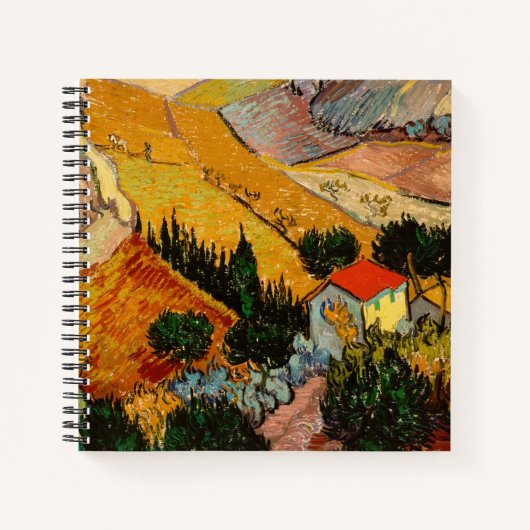Vincent van Gogh - Landschap, Huis en ploegenman Notitieboek (Voorkant)