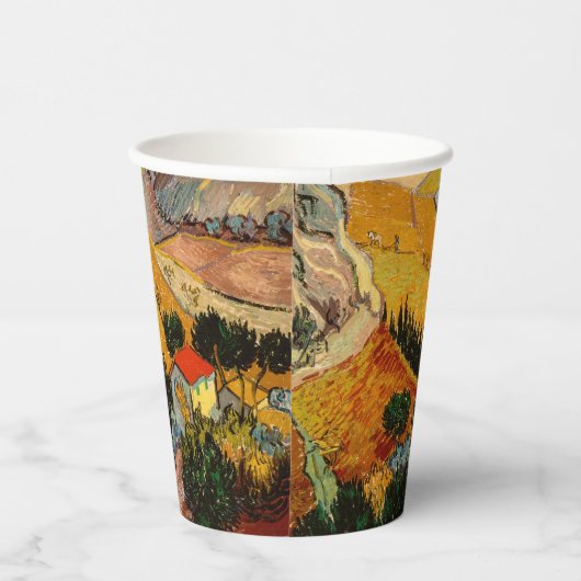 Vincent van Gogh - Landschap, Huis en ploegenman Papieren Bekers (Rechts)