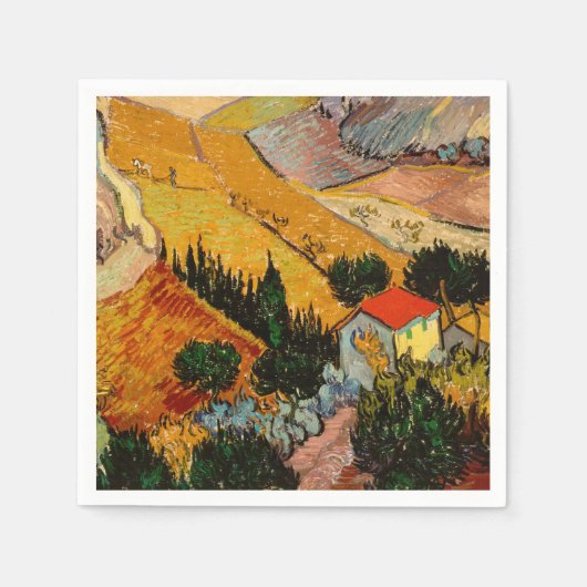 Vincent van Gogh - Landschap, Huis en ploegenman Servet (Voorkant)