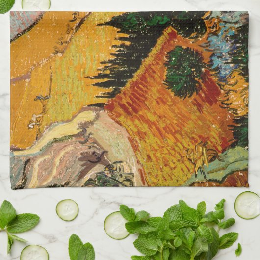 Vincent van Gogh - Landschap, Huis en ploegenman Theedoek (Gevouwen)