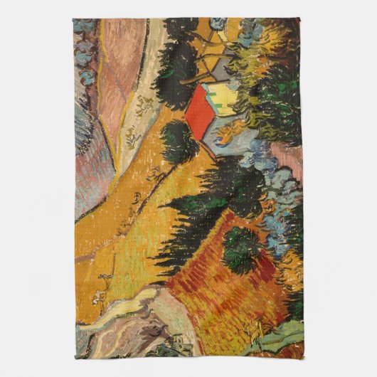 Vincent van Gogh - Landschap, Huis en ploegenman Theedoek (Verticaal)